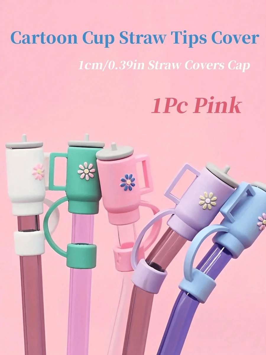 1 Piece Cartoon Straw Lid, Cartoon Cup Straw Lid, 1 Cm/0.39 Inch Straw Lid, Compatible With 30 And 40 Oz Glasses, Silicone Straw Lid, Silicone Reusable Straw Lid, Straw Stopper, Party Supplies, Essential Travel Accessory,Bag,Organizer,Storage,Kitchen