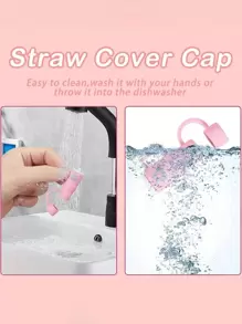 1 Piece Cartoon Straw Lid, Cartoon Cup Straw Lid, 1 Cm/0.39 Inch Straw Lid, Compatible With 30 And 40 Oz Glasses, Silicone Straw Lid, Silicone Reusable Straw Lid, Straw Stopper, Party Supplies, Essential Travel Accessory,Bag,Organizer,Storage,Kitchen