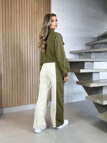 Calça Pantalona Pernas Largas Estilosa e Basica com bolso