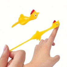 5PCS Tirapugni a lancio di tacchino, divertente fionda elastica pratica di pollo appiccicoso volante dita di uccello giocattolo adesivo, giocattolo divertente e bizzarro - Multicolore - Visualizzare 7