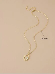 1pc Fashion Starry Sky & Moon Crystal Butterfly Stainless Steel Necklace For Women