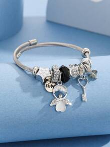 1 件可爱粉色天使串珠流苏手链，适合日常佩戴和节日礼物 - 天使手鐲 - 查看 9