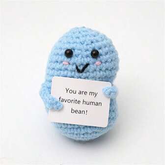 1入組有趣的豌豆娃娃，手編勵志正能量馬鈴薯創意可愛編織玩具，適用於生日禮物、派對裝飾和鼓勵帶動