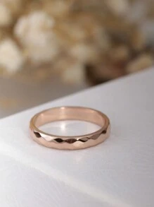 1枚不锈钢菱形窄款3毫米戒指，镀金/镀银/镀玫瑰金纹理戒指，男女皆宜，母亲节礼物