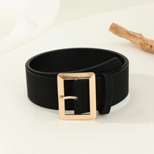 1pc Fashionable & Versatile Gold Colored Belt With Triple Buckle For Men Casual - Black - View 11