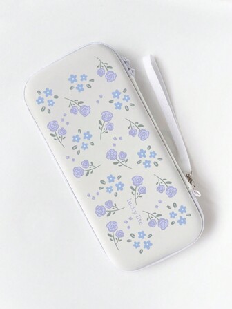 1 pieza Estuche de almacenamiento de cambio con patrón de dibujos animados simple para NS Console, funda protectora para Gamepad, Lite, portátil y fácil de transportar, blanco