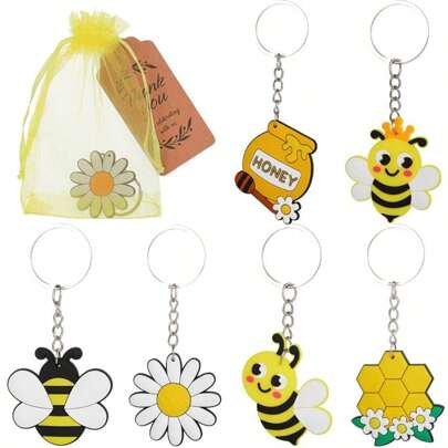 36 piezas Lindo llavero de abeja de dibujos animados, suministros de decoración con tema del Día Mundial de las Abejas y festivales, abeja, girasol, miel, panal, 6 estilos de llavero, regalos de fiesta para baby shower, carnaval escolar, recompensas, accesorios para automóvil, encantos para bolsos, accesorios góticos y Y2K, regalos del Día del Maestro, regalos de Navidad, portaidentificaciones con cordón, accesorios para automóvil, regalos para amigos, hermana, madre, padre, graduación y maestros