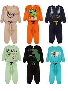 Kit 4 Peças Moletom Infantil Menino Inverno - 2 Casacos + 2 Calças - Tamanho 1 ao 10