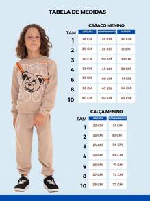 Kit 4 Peças Moletom Infantil Menino Inverno - 2 Casacos + 2 Calças - Tamanho 1 ao 10