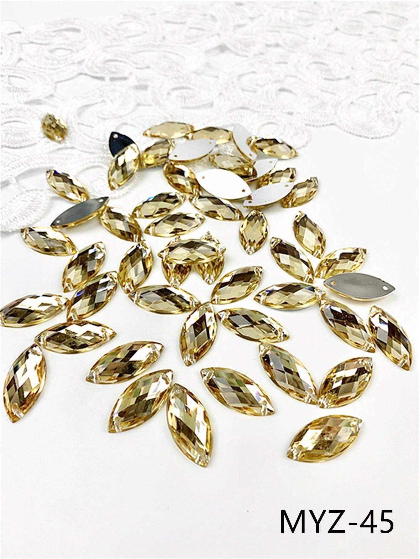 50pcs 7*15 AB Color Acrylic Double Hole Square & Waterdrop & Round