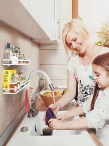 Spice Rack Organizer Wall Mount - 15.7in 2 Packs [Upgraded Version] Hanging Seasoning Organizer Shelf With Paper Towel Holder, Storage For Cabinet Or Wall Mounted With 4 Strong Hooks - White - View 9