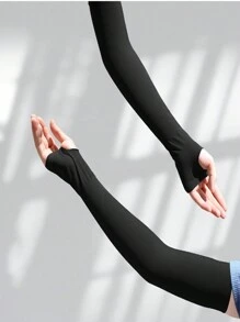 Sun Protective Anti UV 1Pair Summer Ice Silk Long Sleeves Anti-Sunburn Arm Cover Men Women Cuff New Cool Hand Sleeves Anti-UV Cycling Arm Sleeve Fingerless,Suitable For Cycling And Riding Motorcycle