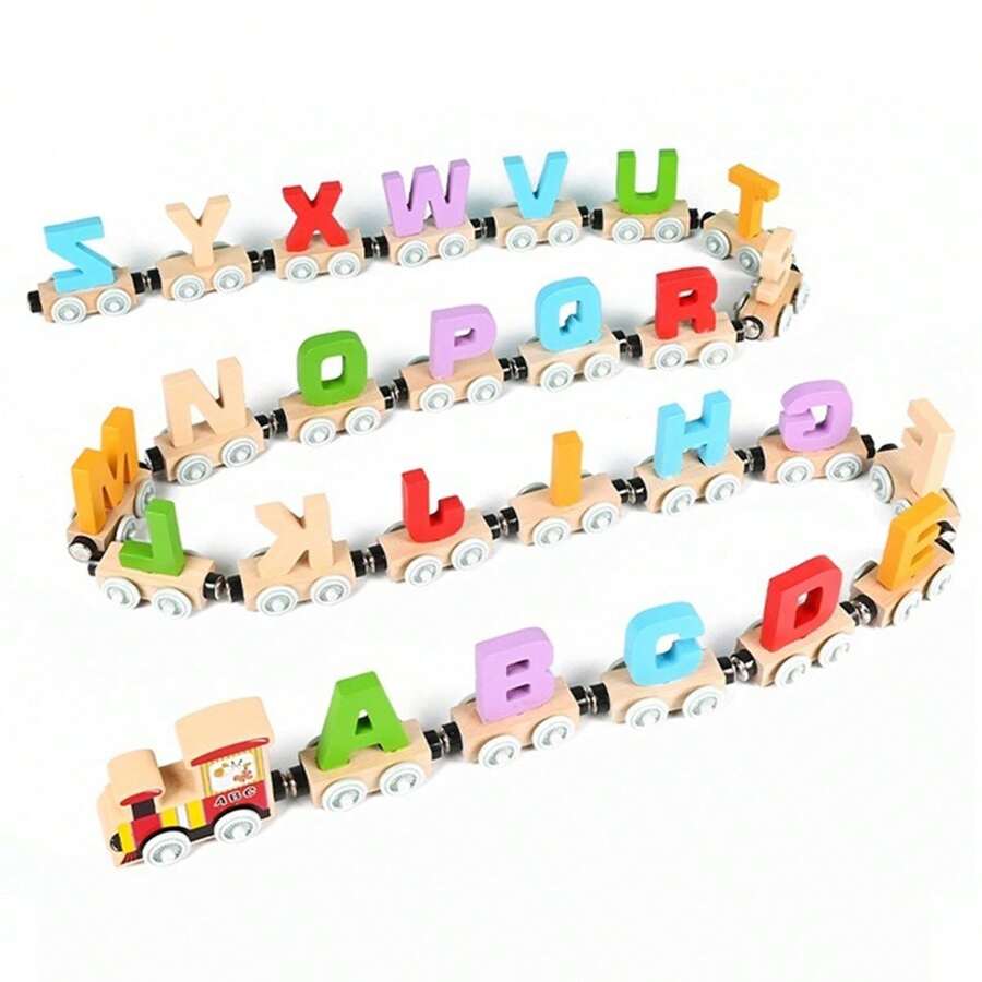 Números/Letras/Frutas/Animais/Pequeno Trem de Madeira, Brinquedo Educativo para Crianças Pequenas, Blocos de Montar Coloridos para Puxar e Montar, Carro de Brinquedo. Decoração de Quarto, Oceano para Crianças Pequenas, Números para Crianças Pequenas, Brinquedo para Crianças Pequenas, Trem, Conjunto de Trem, Trem de Madeira