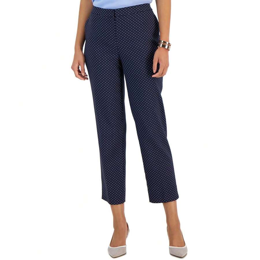 KASPER Womens High Rise Printed Straight Leg Pants - 海軍藍多色 - 查看 1