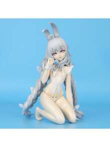 1pc 15cm Azur Lane Anime Figure Merchandise, Kneeling Illustrious With Rabbit Girl Computer Case Decoration And Sitting Rabbit Girl Boxed Figure - White - View 3