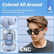 掌上觸控式led顯示器低延遲無線耳塞,附有麥克風 - 白色 - 查看 9