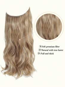 隐形钢丝接发 深金色接发 自然波浪卷发片 女士合成接发 夹式接发 - 亞麻金 - 查看 4