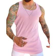 Men Tank Tops - Màu Hồng baby - Xem 2
