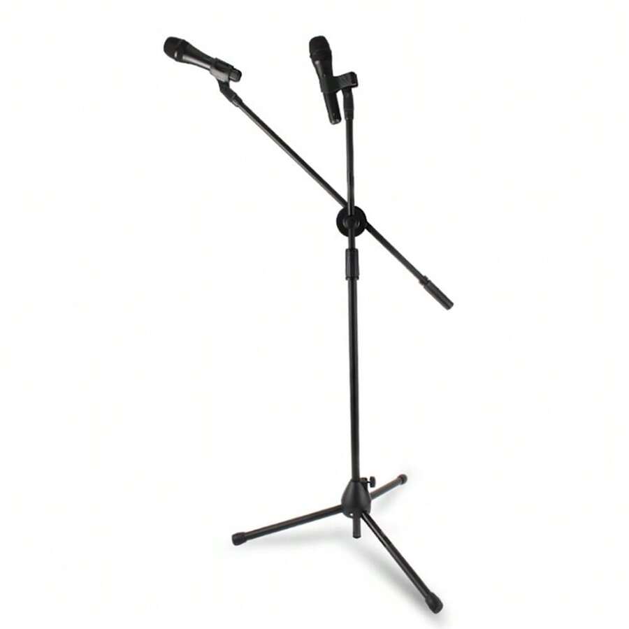 Microphone Stand Tripod Boom Mic Stand With 2 Mic Clip Holders