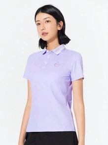 TECTOP Áo thun polo tay ngắn tập luyện mùa hè cho nữ Áo chơi golf khô nhanh 3 nút thấm hút ẩm Áo thun thể thao quần vợt thể dục giải trí - Màu tím - Xem 3