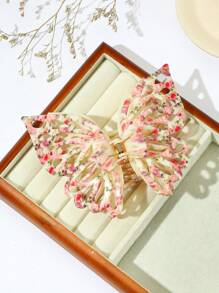 雙層印花蝴蝶髮爪，優雅且甜美的哥特風格，醋酸纖維大虛通雙層蝴蝶髮爪夾，馬尾髮夾，後頭髮夾，大髮爪髮夾 - 彩色 - 查看 11