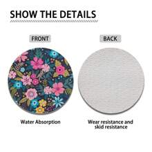 2 pièces sous-verres porte-gobelet pour voiture avec une fleur - sous-verres absorbants de style féminin - protéger les surfaces de voiture et de la maison contre les déversements et les taches