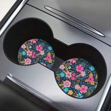 2 pièces sous-verres porte-gobelet pour voiture avec une fleur - sous-verres absorbants de style féminin - protéger les surfaces de voiture et de la maison contre les déversements et les taches