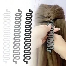 1 Máy Tính Xương Cá Sóng Tết Tóc Dụng Cụ Tạo Kiểu Tóc Bun Maker, Xoắn Bím Tóc Sử Dụng Hàng Ngày Phụ Kiện Tóc - màu đen - Xem 6