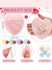 20pcs-Heart Shaped Packaging Bags Valentine's Day Small Jewelry Bags Transparent Resealable Bags Cute Treat Bags For Business Wedding Birthday Festival Party Favor Supplies,Valentine's Day Decorations, Valentine's Day Gift Bags,Easter Gift Bag, Mother's Day Decoration, Mother's Day Gift, Mother's Day Gift Bag