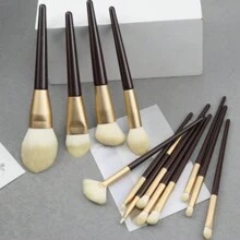 Juego de 13 piezas de brochas de maquillaje de color café asequible para principiantes, que incluye brocha para base de acabado mate, brocha para polvos brillantes, brocha para polvos sueltos, súper suaves, juego de brochas, kit de brochas de maquillaje, set de maquillaje completo, set de brochas de maquillaje, kit de maquillaje completo, kit de brochas, set de brochas de maquillaje, set de regalo de maquillaje, set - Café integral - Ver 4