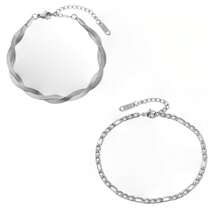 18K金鍍不鏽鋼奢華優雅女士珠寶2入組編織刀鏈Firago鏈腳鏈性感配件母親節禮物適用於夏季度假旅遊沙灘派對 - 腳鍊 - 查看 4