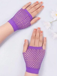 1 Máy Tính Nữ Chiều Dài Ngắn Fishnet Khoét Hở Găng Tay Nửa Ngón Co Giãn Nhiều Màu Trang Trí, Phù Hợp Với Quần Áo Phụ Kiện - Nhiều màu - Xem 10
