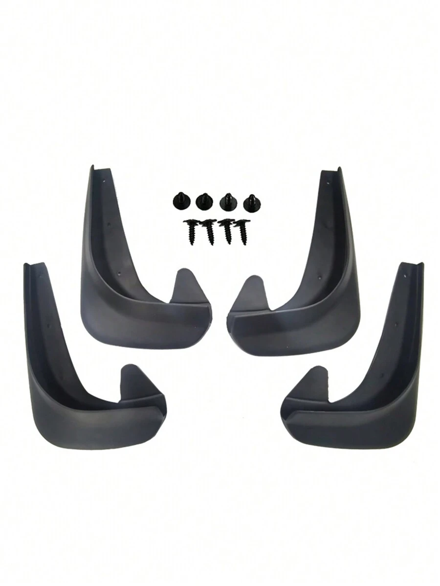 4pcs Black Universal Soft Rubber Mud Flaps For Cars, SUVs, Tire Splash Guards, Fender, Mud Flaps - Black - View 1
