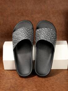 Men's Thick-Soled Personalized Letter Print Slippers In Large Size - Grey - View 3