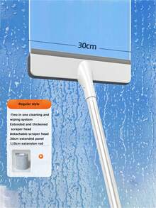 1pc Multifunctional Glass Wiper With Watering Can - Perfect For Cleaning Mirrors, Windows, And Cars - Includes Bathroom Accessories - White - View 3