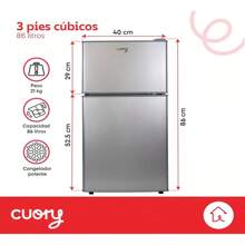 Frigobar Refrigerador Con Freezer Cuory 86l 2 Puertas 3 Pies Gris - Gris - Ver 4