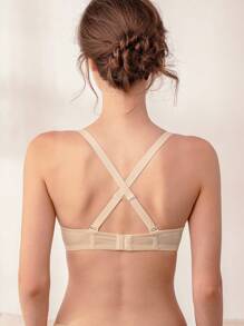 Strapless Push Up Bra, Full Coverage Underwire Multiway Contour Lingerie - Apricot - View 2