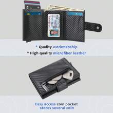 Microfiber Leather Men Wallet Money Bag Big Coin Purse Short Male With Coin Pocket Small Black Clutch Fashion Wallet Fathers Day Gifts Gifts For Dad Boyfriend Grandpa Husband Friend Brother. Carbon Black Wallet Card Holder Card Holder Wallet Business Card Holder Credit Card Holder For Men Mini Wallet Card Wallet Rfid Wallet - Black - View 7