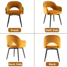 2PCS Wahson Velvet Dining Chair Kitchen Chair With Metal Legs, Living Room Chair For Bedroom/Restaurant - Yellow - View 6