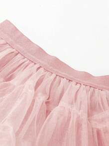 mini bala 少女裙新年紅色公主裙網紗半身新年裙 - 粉色 - 查看 3