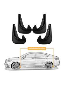 4pcs Black Universal Soft Rubber Mud Flaps For Cars, SUVs, Tire Splash Guards, Fender, Mud Flaps - Black - View 2
