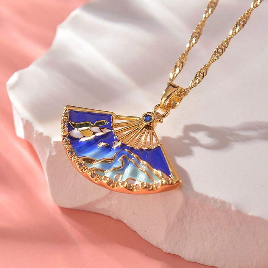1 Miếng Vật rủ xuống Quạt gấp Hình dạng Dây chuyền Đồ trang sức - Nhiều màu - Xem 1