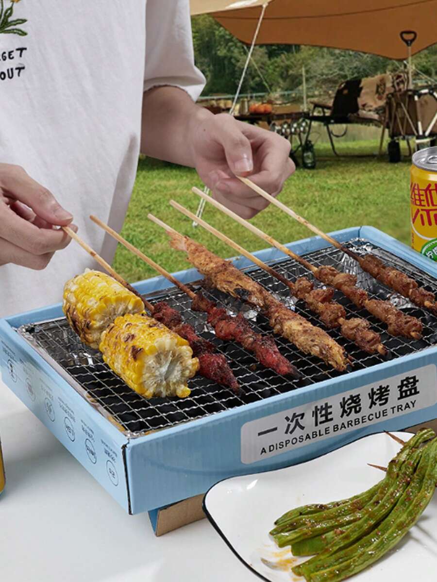 Lò nướng thịt ngoài trời dùng một lần, di động để cắm trại và cũng có thể sử dụng thuận tiện tại nhà. Nó bền và có thể được sử dụng cho các hoạt động ngoài trời như xây dựng nhóm, nướng thịt, cắm trại, dã ngoại và pha trà quanh bếp, thích hợp cho nhiều tình huống. - Màu xanh nhạt - Xem 1