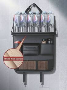 1pc Car Seat Back Organizer Bag, Foldable Tray Table Holder, Multi-Functional Storage Box Accessory