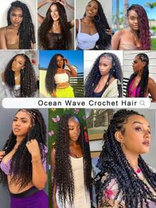 Deep Wave Crochet Hair 32 Inch Ocean Wave Crochet Hair 1 Pack Synthetic Curly Crochet Hair For  Long Deep Wavy Curly Crochet Braiding Hair For Bohemian Braids Hair Extensions Natural Black