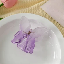 Set di 6 clip per capelli con farfalla in gelatina di vari colori, accessori per capelli femminili, clip a placca opaca con sensazione al tatto superiore - Multicolore - Visualizzare 5