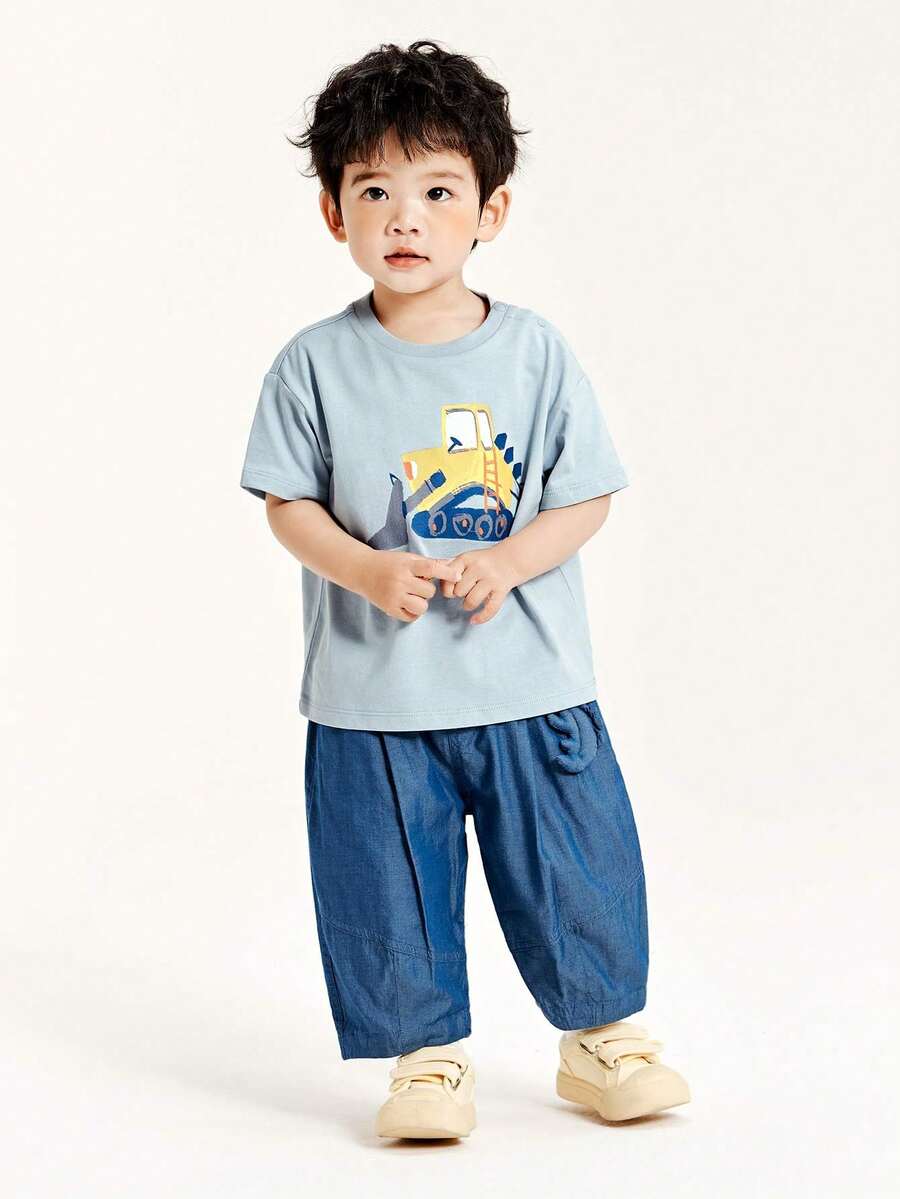 mini bala Tricou cu mânecă scurtă pentru băiat tânăr Vara 2024 Nou tricou din bumbac pur respirabil Tricou cu mânecă scurtă pentru copii