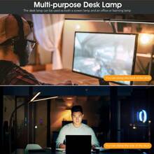 OYAJIA LED Desk Lamp, Double Head LED Desk Lamps For Home Office Architect Workbench 31.5" Wide Office Lighting-5 Color Modes And Stepless Dimming Auto Timer Modern Desk Lamp For Monitor Studio - Black - View 8