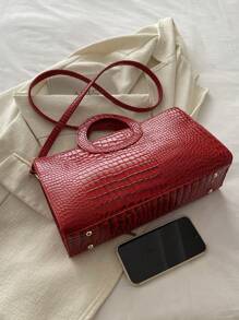 New Vintage Chic Versatile Elegant Round Tote/Shoulder Bag - Red - View 8