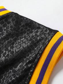 Canotta da uomo in stile boyfriend, casuale, ricamata e cucita, con collo rotondo, per basket 8/24, nera, adatta per feste e sport